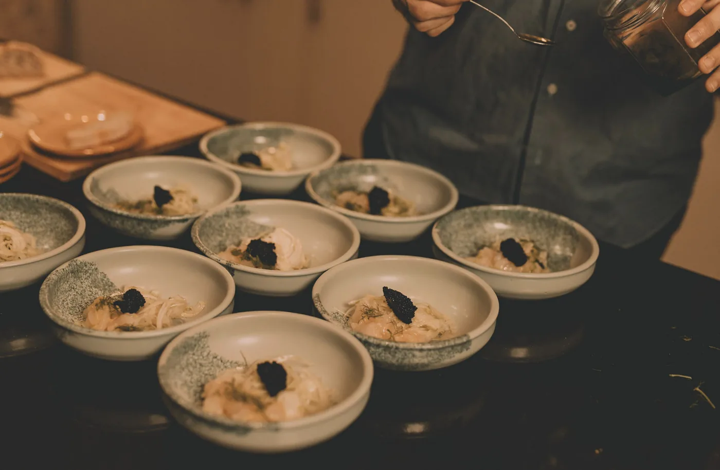 Plated course with caviar